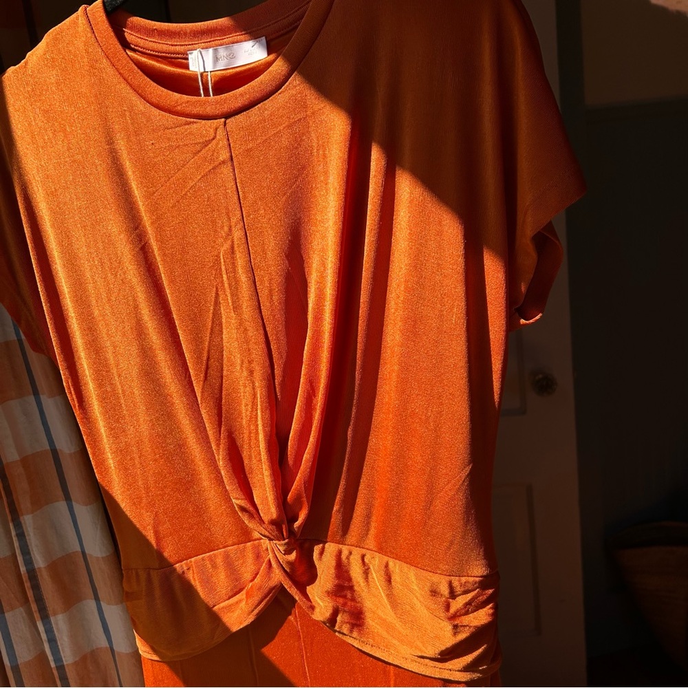 NWT! MANGO Orange Midi Dress